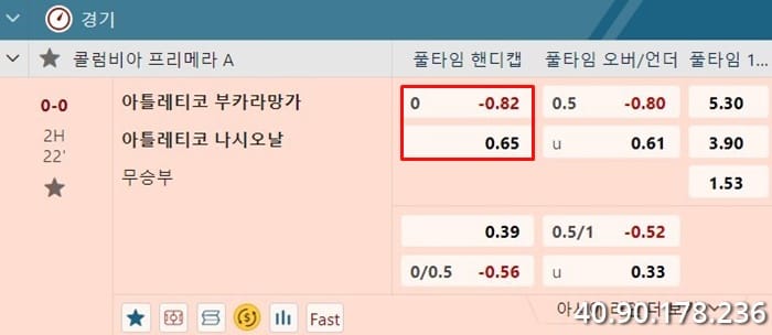 핸디캡0의 베팅 계산 공식